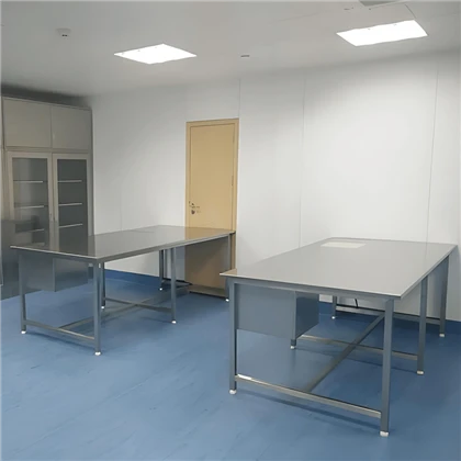 Rozsdamentes acél laboratóriumi asztal fiókkal